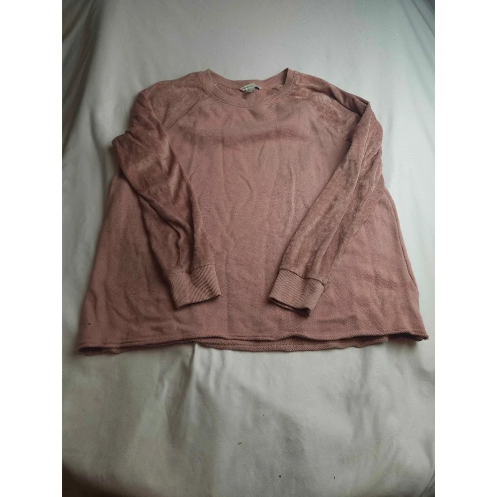 American Eagle Outfitters Mauve Pink Velour Sleeve Sweatshirt Womens Large